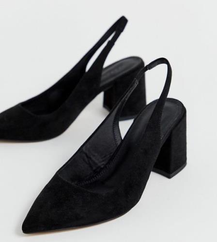 hale Decimal lejesoldat Samson sort slingback-sko med mellemhøj hæl, bred pasform, fra ASOS DESIGN  - 102171485 - Super Bazar