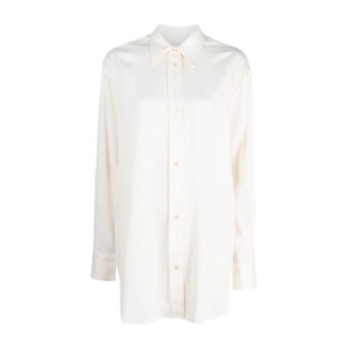 Santos Hvid Skjorte - Knaplukning, Lange Ærmer