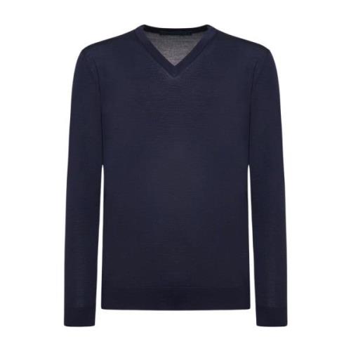 Navy Bl? Uld V-Hals Pullover