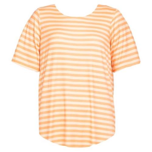 Blød Orange Peach Stripe T-shirt til Kvinder