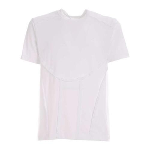 Hvid Ribbet T-Shirt med Omvendt Syning