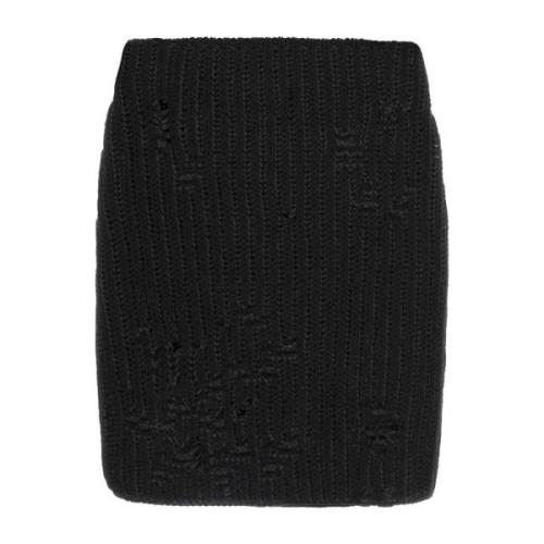 Sort Bomuld Akryl Mini Nederdel - Stilfuld og Komfortabel