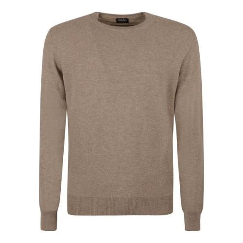 Beige Cashmere Crew Neck Sweaters