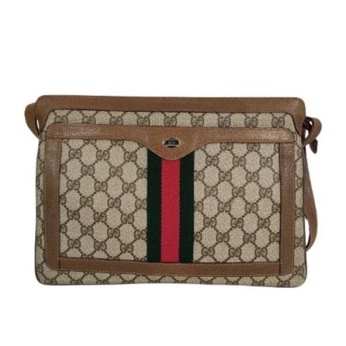 Vintage Beige Coated Canvas Gucci Kamerataske