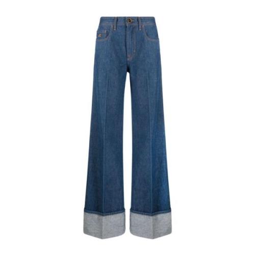 Højtaljede Flare Jeans i Marineblå