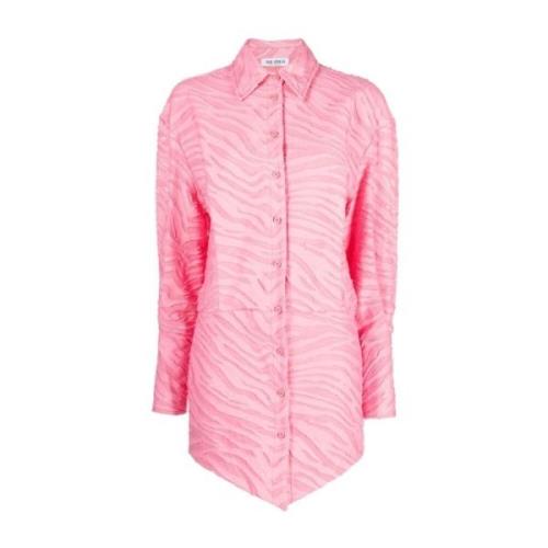 Pink Zebra-Mønstret Skjortekjole