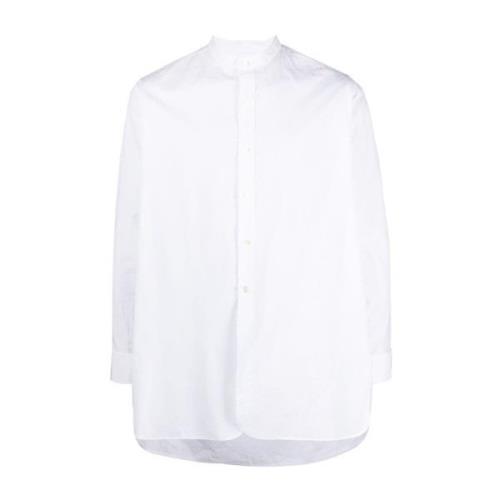 Hvid Bomuldsskjorte med B?ndkrave
