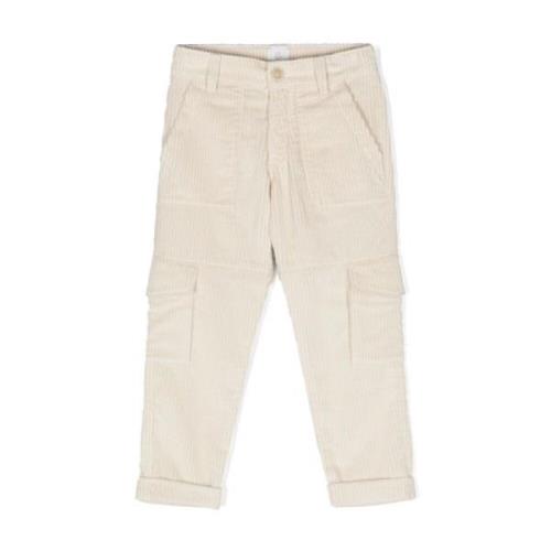 Børne cargo bukser i beige corduroy