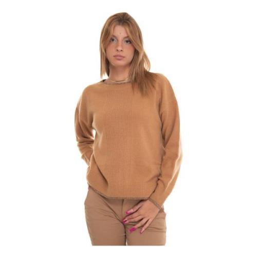 Rundhalset Pullover med Lurex Detaljer