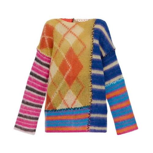 Multifarvet Løstsiddende Mohair Sweater