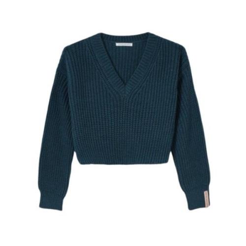 Blomstret V-hals sweater i Ottanio