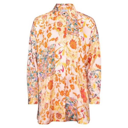 Mimi LS Skjorte - Orange Mix, Patchwork Design