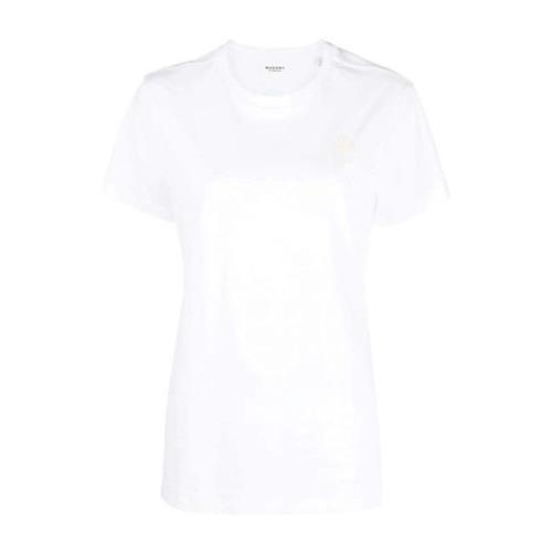 Hvid T-shirt med broderet logo, bomuld