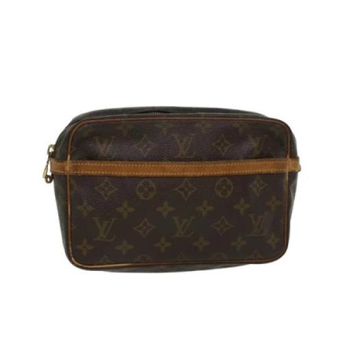 Brugt Brunt Lerret Louis Vuitton Compiegne Clutch Taske