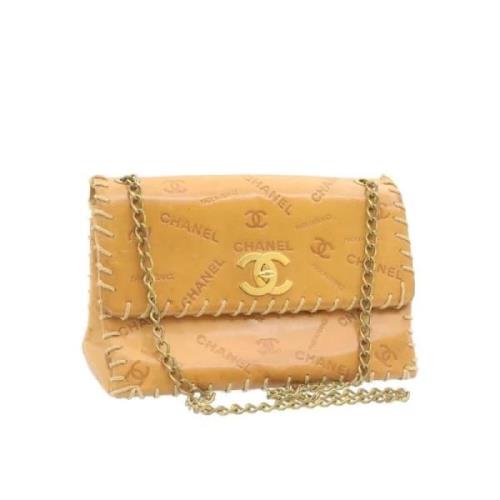 Beige Læder Chanel Flap Taske