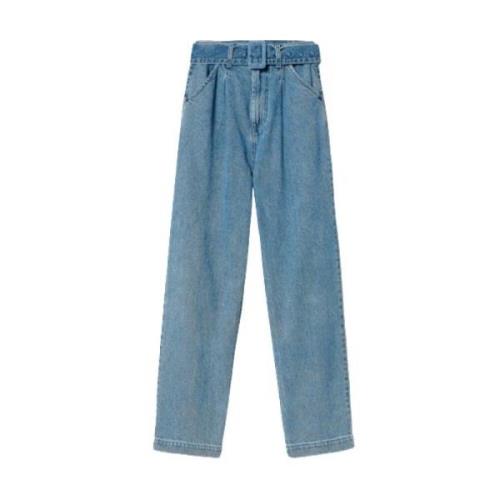 Bredbenede jeans med bælte