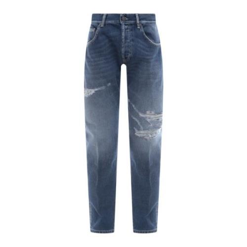 Blå SS23 Ripped Effekt Bomulds Jeans