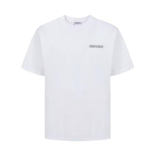 Hvid Læder T-Shirt med Korslogo