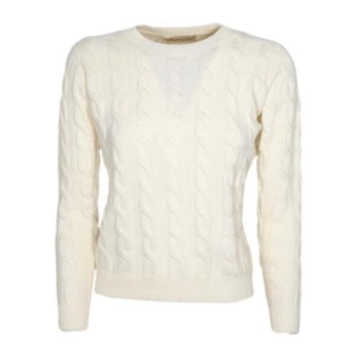 Italiensk Fremstillet Cashmere og Uld Fletning Crewneck Sweater