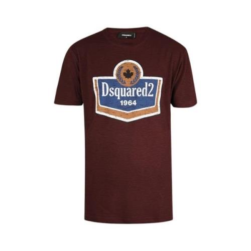 Bordeaux Logo T-Shirt med Rund Hals