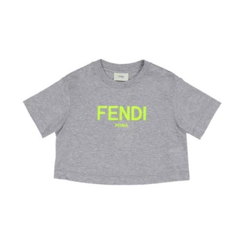 Drenge Crewneck T-shirt med Fendi Roma Logo