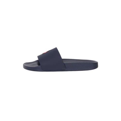 Sliders med kontrasterende logo - Navy Blue Herre Gummisko