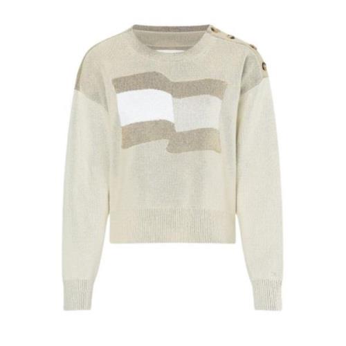 Klassisk Beige Bomuld Flag Sweater