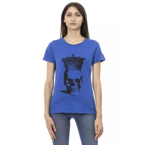 Blå Bomuld Kortærmet T-shirt med Frontprint