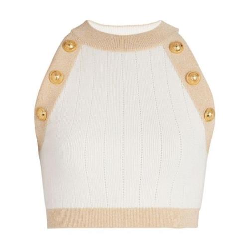 Ivory Ribbet Viskose Blandet Top