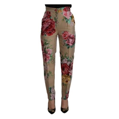 Blomstret højtaljede bukser
