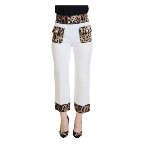 Hvide bukser med høj talje og leopardprint