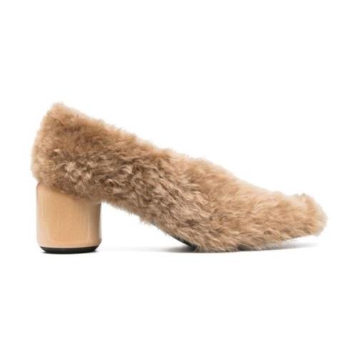 Blokhæl Shearling Pumps Cappucino