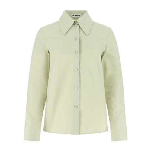 Pastelgrøn Poplin Skjorte, Stilfuldt Design