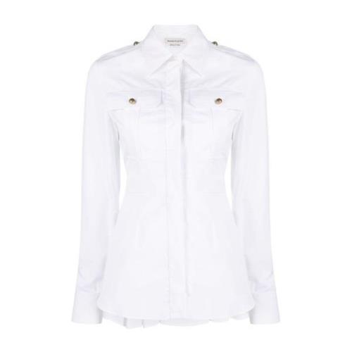 Hvid Box-Pleat Bomuldsskjorte