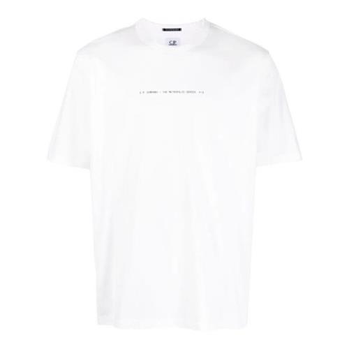 Hvid Logo Print Bomuld T-shirt