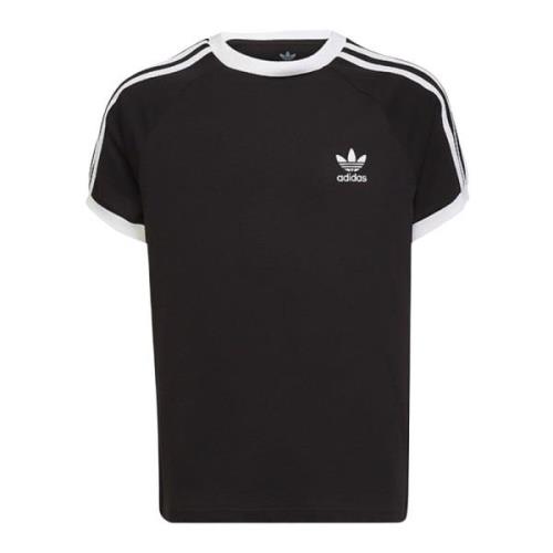 Sort Sports T-shirt med Logo Broderi og 3 Striber