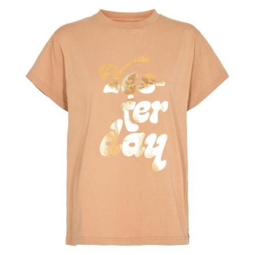 Dame T-shirt, S223298 - Camel