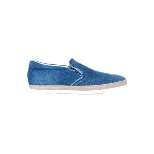 Faded Denim Elastiske Slip-On Loafers