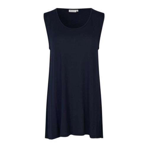 Feminin Navy Top med Brede Stropper