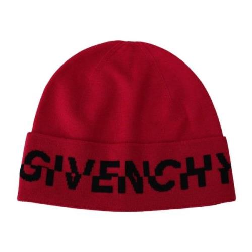 Rød/Rosa Skygge Beanie Hat med Sort Logo