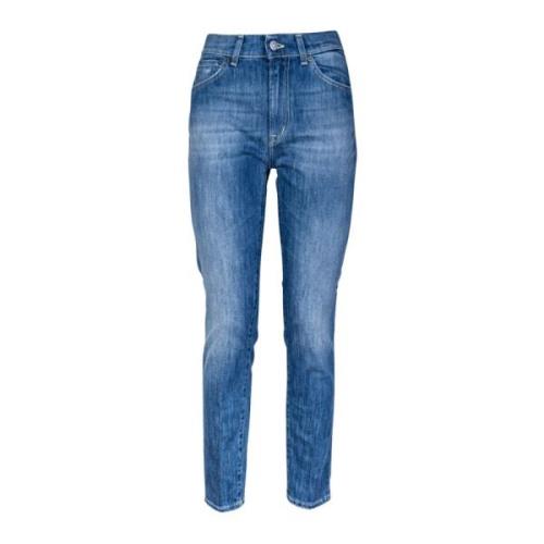 Dame 5-lomme Jeans. Slim Fit, Almindelig Talje og Hem. Fremstillet i I...