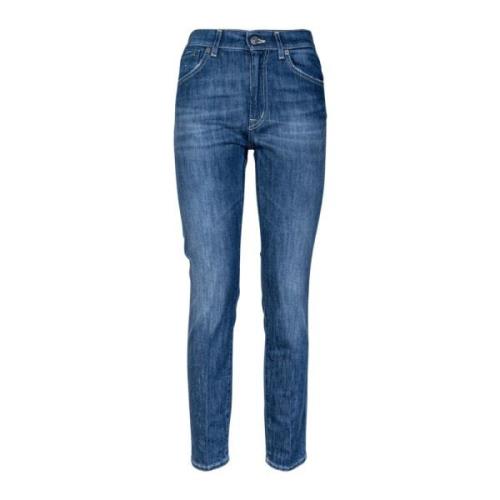 Dame 5-lomme Jeans. Slim Fit, Almindelig Talje og Hem. Fremstillet i I...