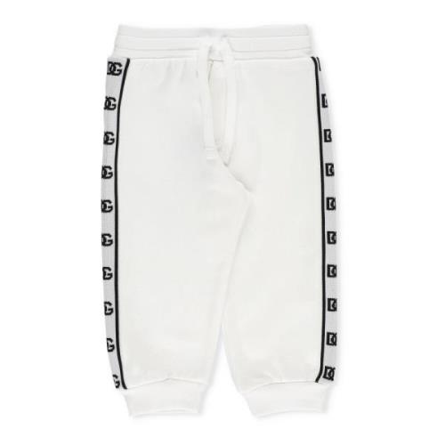 Hvide Bomulds Sweatpants med Logo Bånd