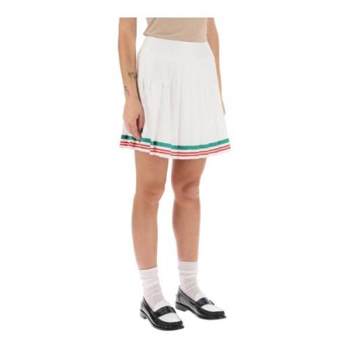 Plisseret silke tennis mini nederdel med striber