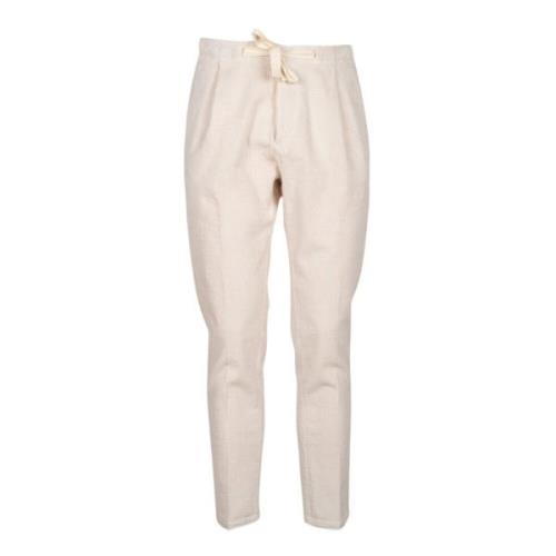 Hvide bukser med elastik i veloureffekt