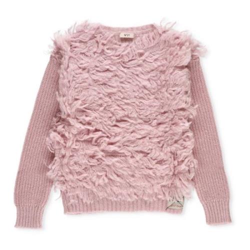 Rosa Børnesweater med Loop Pile Detalje