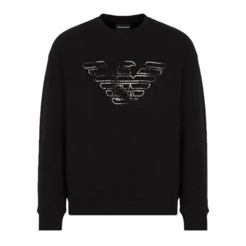 Sort Dobbelt Jersey Sweatshirt med Graffiti Logo Print