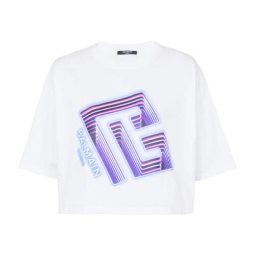 Kortærmet T-shirt med neontrykt labyrintlogo