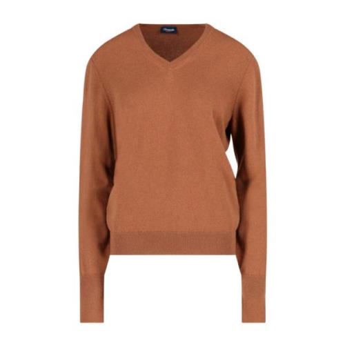 Beige Cashmere Sweater med Ribbed Finish