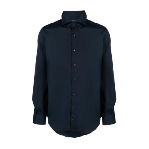 Navy Blue Stretch Bomuld Skjorte